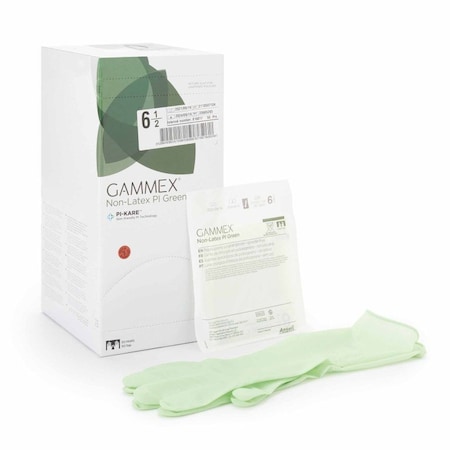 Gammex Non-Latex Pi Green Disposable Gloves, 0.18 Â± 0.03/ 7.06 Â±1.18 Palm, Polyisoprene, Powder-Free, 6 1/2, 50 PK 20685265